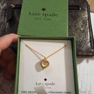 Kate Spade Gold Heart Necklace with Zirconia